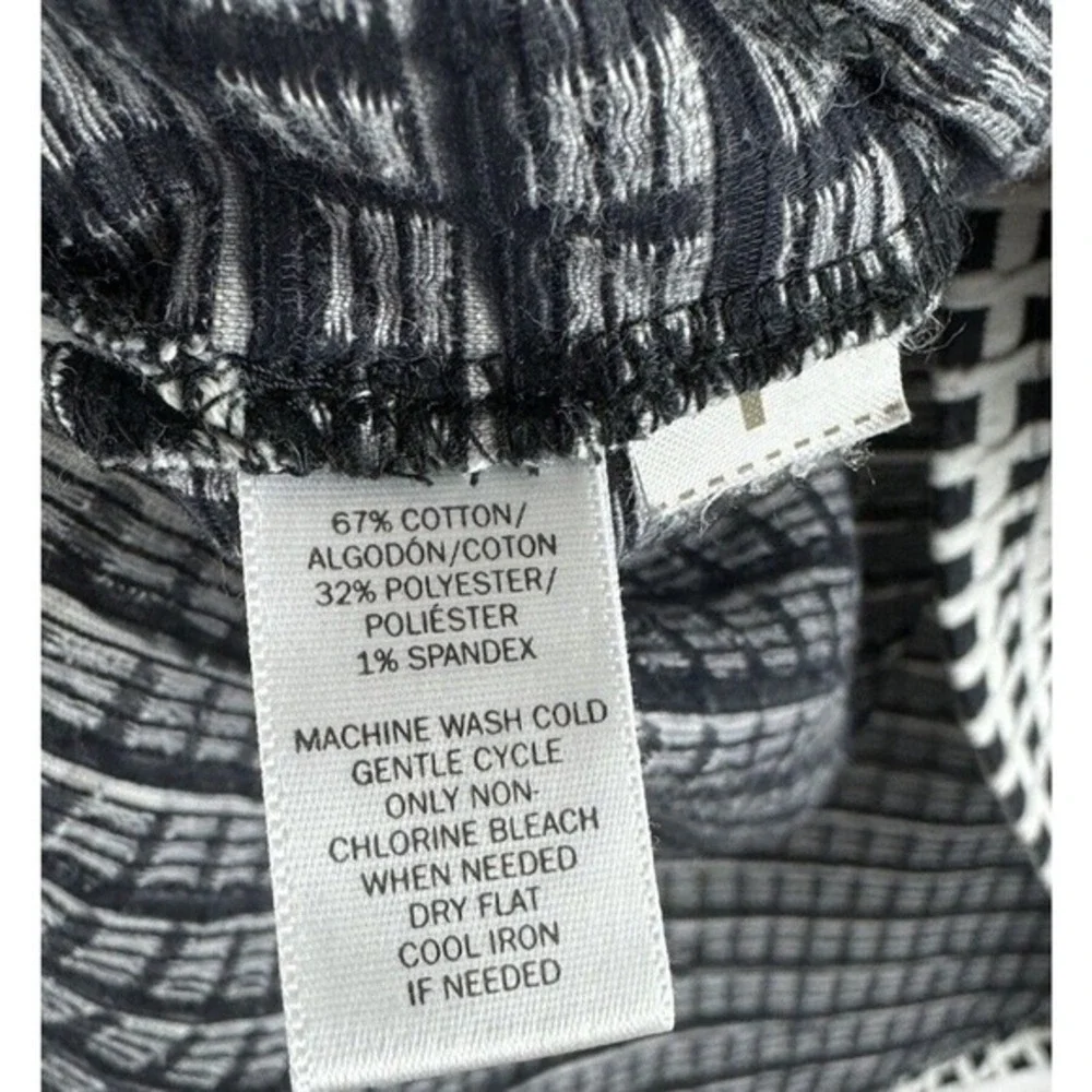 Lou & Grey Blue White Grid Textured Knit Top 3/4 Sleeve S Preppy Academia 55-22‎